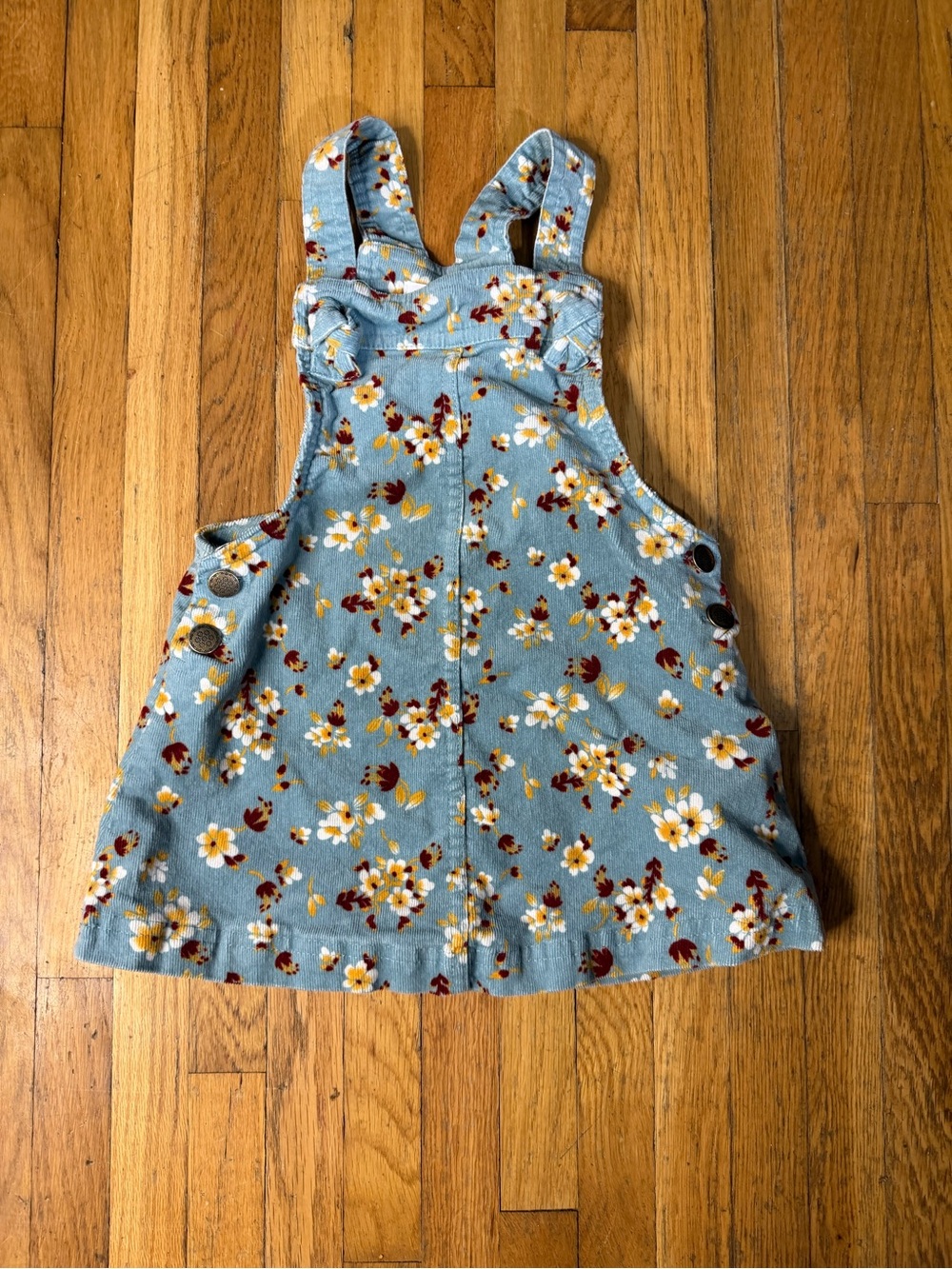 Tahari 24M Blue Floral Corduroy A-line Pinafore Dress